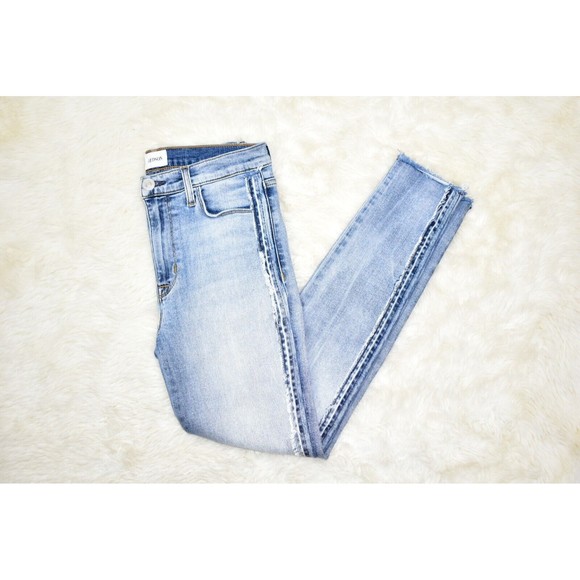 Hudson Barbara High Rise Super Skinny Ankle Jeans Size 27 Fray Raw Hem Cropped - Picture 2 of 14